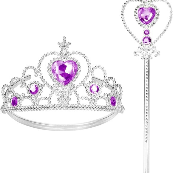 Tiara for Little Girls Princess Crown, Princess Dress Up Tiara and Wand Birthday - Picture 1 of 7
